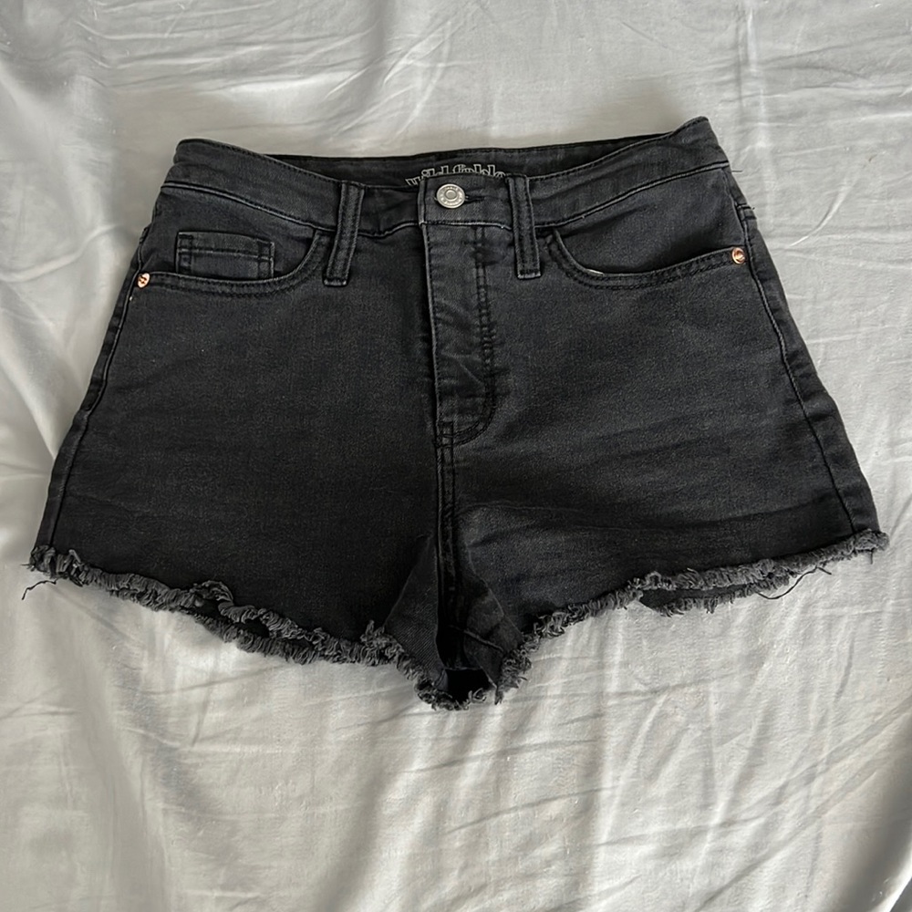 Black denim shorts